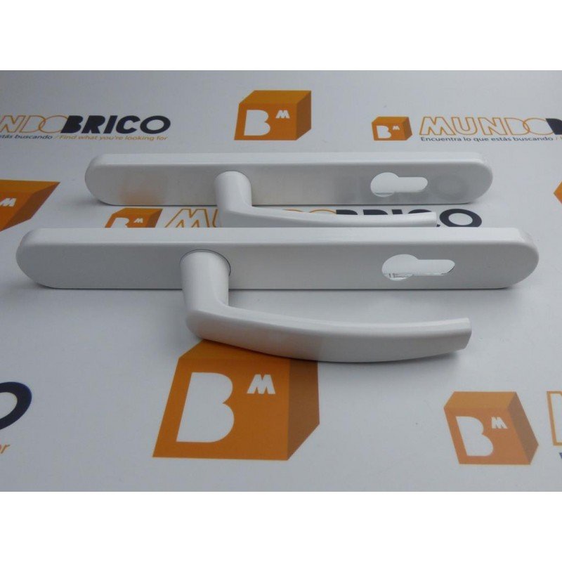 Juego de manillas en color blanco para puertas de PVC con bocallave Juego de manillas en color blanco para puertas de PVC con bocallave